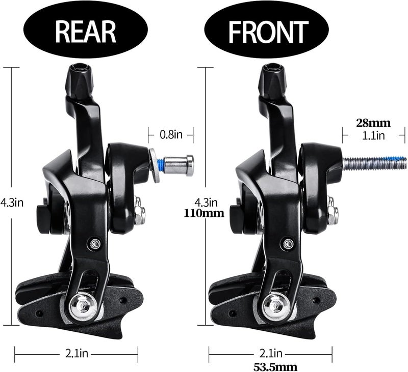 RUJOI Road Bike Brake Calipers,Premium Aluminum Dual Pivot Brake Caliper with Alloy Shoe Pads for Road Bike(Front & Rear) - Image 4